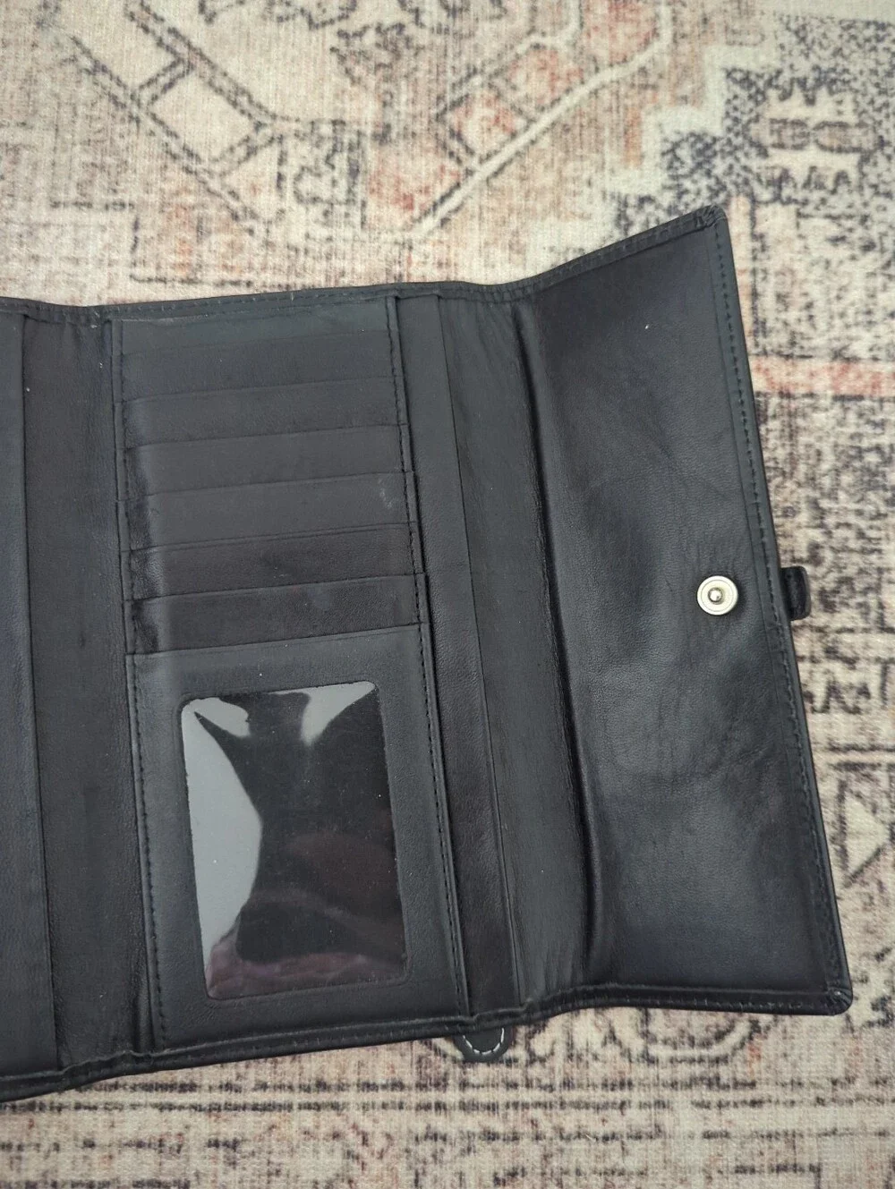 vintage Coach Soho long wallet burgundy Black Monogram Canvas Leather Interior